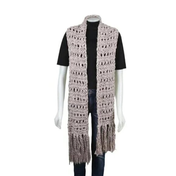 NWT American Eagle Handknit Scarf Loose Knit Pink  Grey - Picture 3 of 7